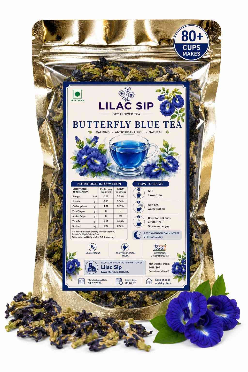 Lilac Sip Blue Pea Flower Tea | Butterfly Pea Tea